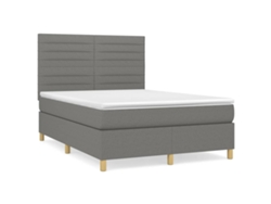 Maison Exclusive - Cama Box Spring Con Colchón Tela Gris Oscuro 140x200 Cm