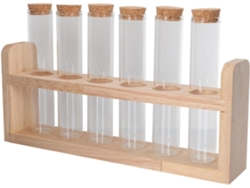 Suporte De Vidro Para Exibição De Café Com Base De Madeira, Design Simples E Elegante.
