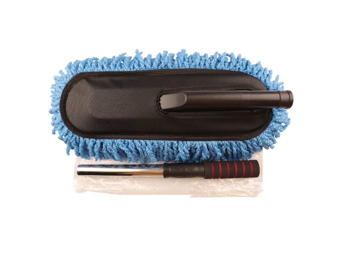Cepillo de limpieza para coches Baok de microfibra suave, antiarañazos, mopa de mantenimiento multiusos retráctil, azul