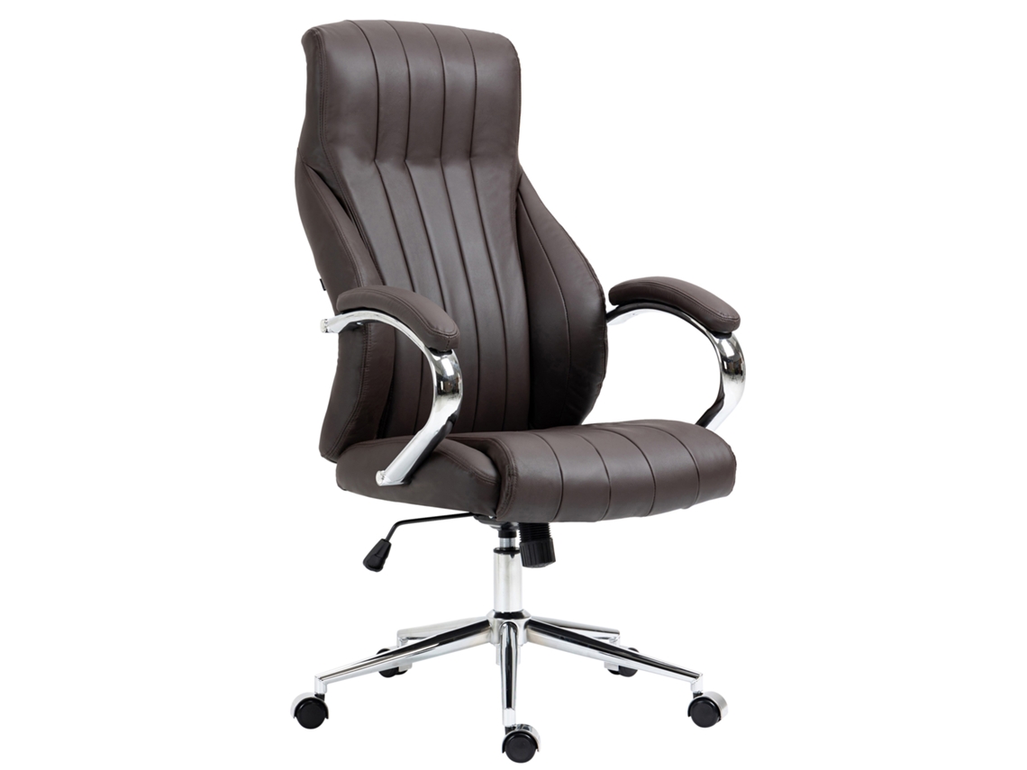 Silla de oficina Wigan en cuero auténtico marrón CLP