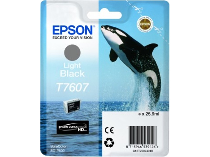 Cartucho de tinta original EPSON, T7607, Orca 25,9 ml , Gris, C13T76074010