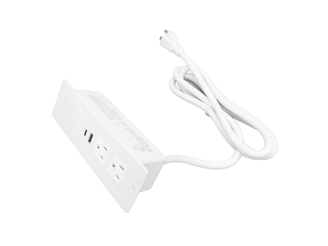 2026velora-regleta De Poder Empotrada 2 Tomacorrientes Con Usb C Pd 20w Usb A 18w Y Cargador Inalámbrico 15w 1.5m 15a