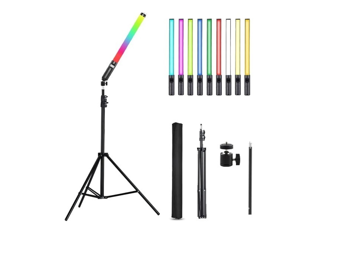 Palo de luz LED con trípode Rgb y control de batería incorporado