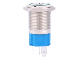 Pulsador Metálico Autorreinicial De 16 Mm Con Led Verde Y Símbolo De Encendido, 220 V, Ip67, Ik09