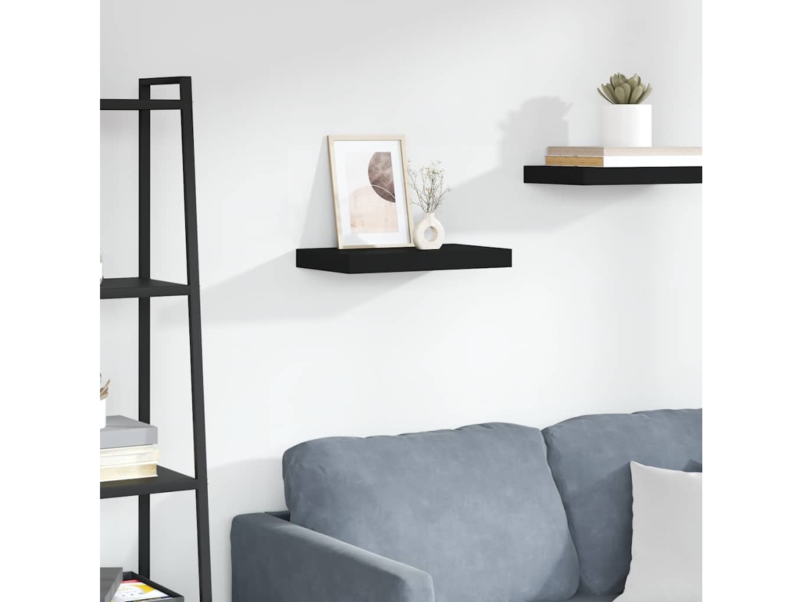 Estante Flotante De Pared | Estante Flotante | Estantería Pared Mdf Negro 40x23x3,8 Cm