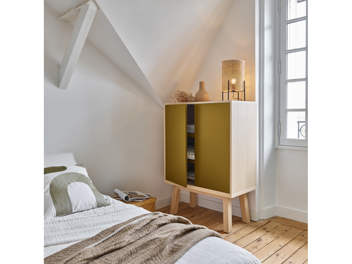 Armario MON PETIT MEUBLE FRANÇAIS con 2 Puertas (Verde Lancieux - Madera - 90 x 125 x 46 cm)