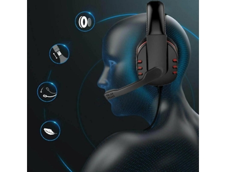 Auriculares Micrófono para juegos de escritorio con cable USB para juegos con cable rojo