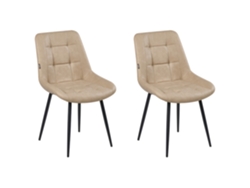 Sillas BELIANI Melrose de piel sintética de lujo en color crema (51 x 58 x 85 cm)