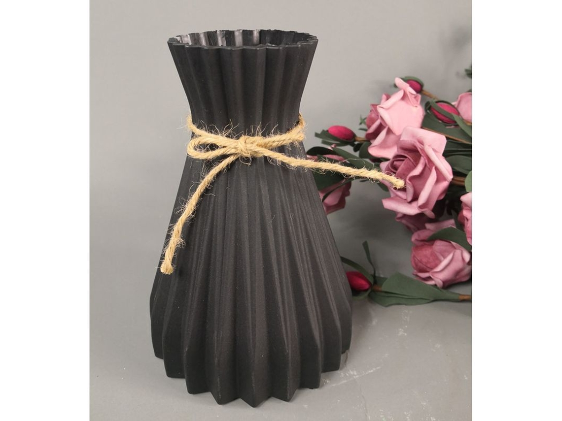 Vaso de Plástico Imitación Cerámica Decoración Hogar Oficina Boda Salón Mesa Negro Resistente