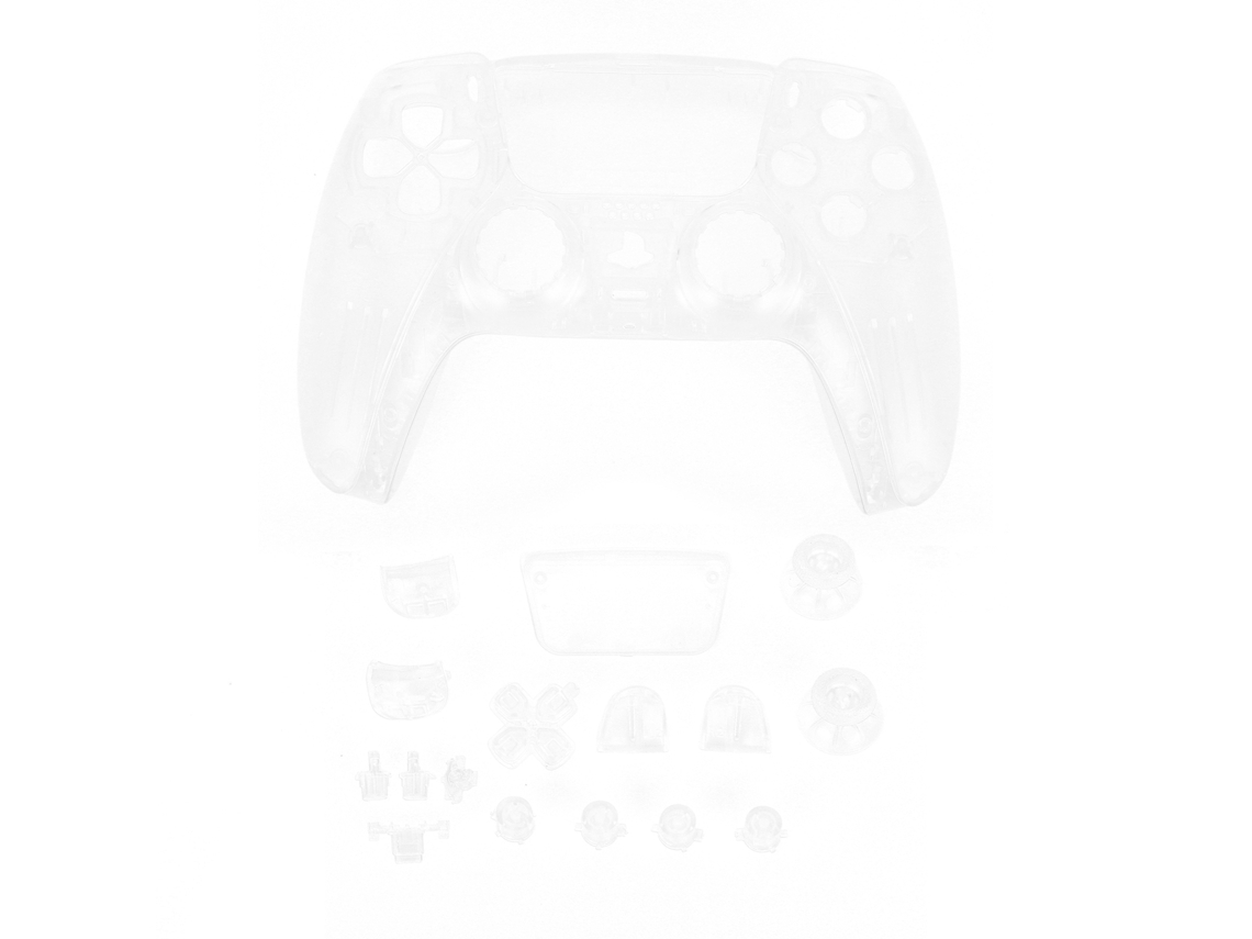 Botón y cubierta de repuesto para mando de PS5 (transparente)