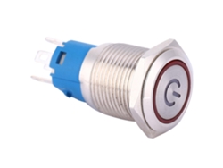 Botón metálico autorreinicial de 16 mm con LED rojo