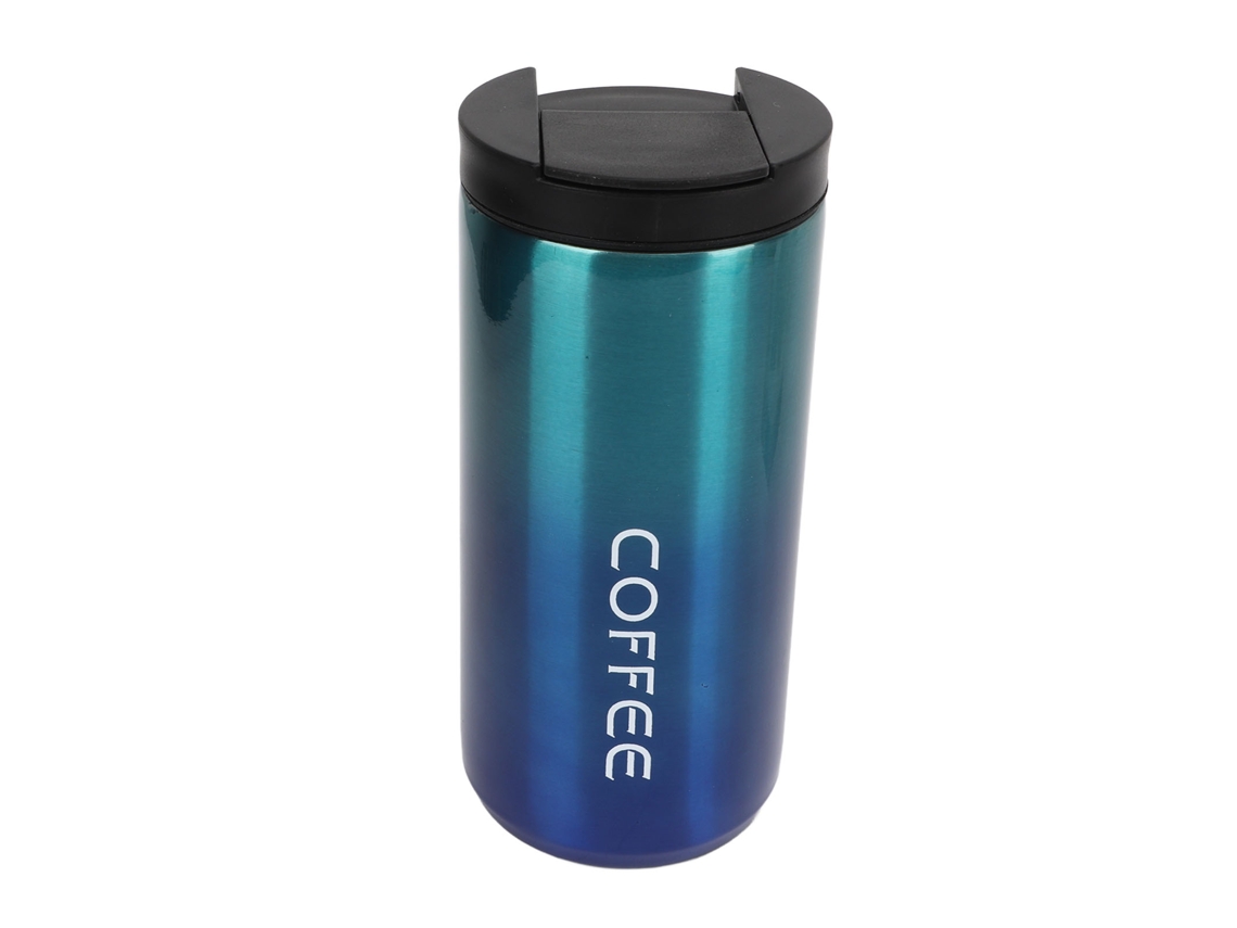 Taza Térmica De Acero Inoxidable De 350 Ml, Con Degradado Azul, Boca Ancha, Agarre Antideslizante, Tapa De Pp, Mantiene Las Bebidas Calientes O Frías Durante 6 Horas.