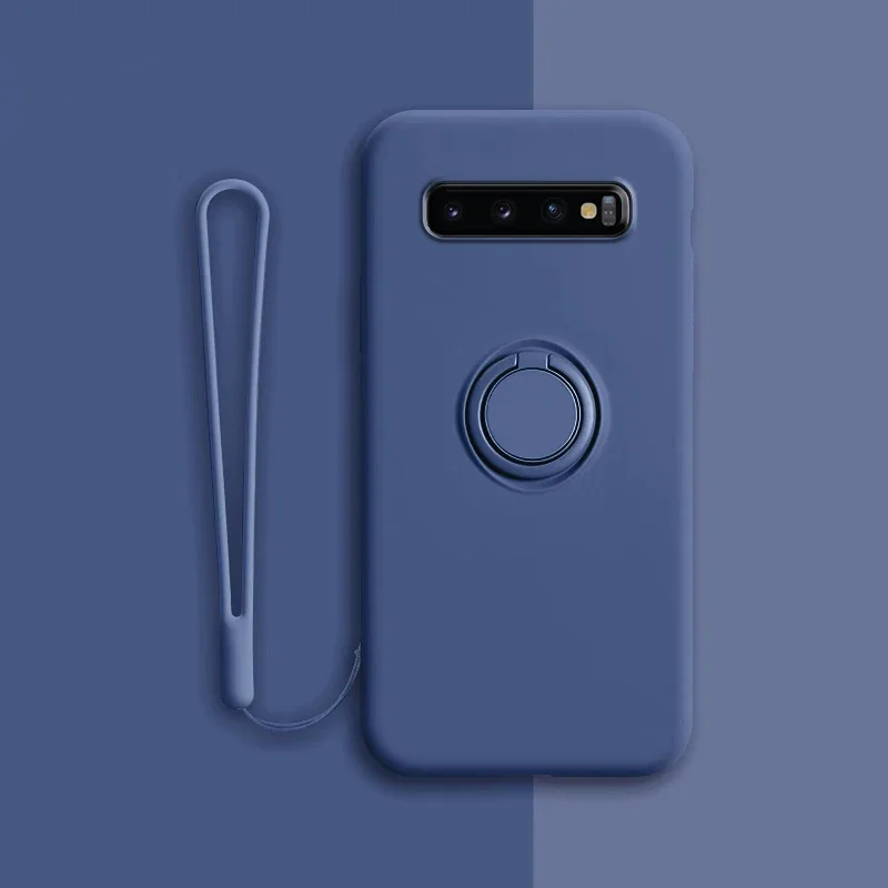 (samsung S20, Azul) Funda Protectora De Silicona Suave Para Teléfonos Samsung Con Soporte De Anillo.
