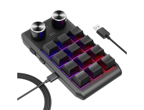 Mini teclado portátil Control de cable USB Teclado personalizado para juegos Programable DIY Teclado mecánico Negro