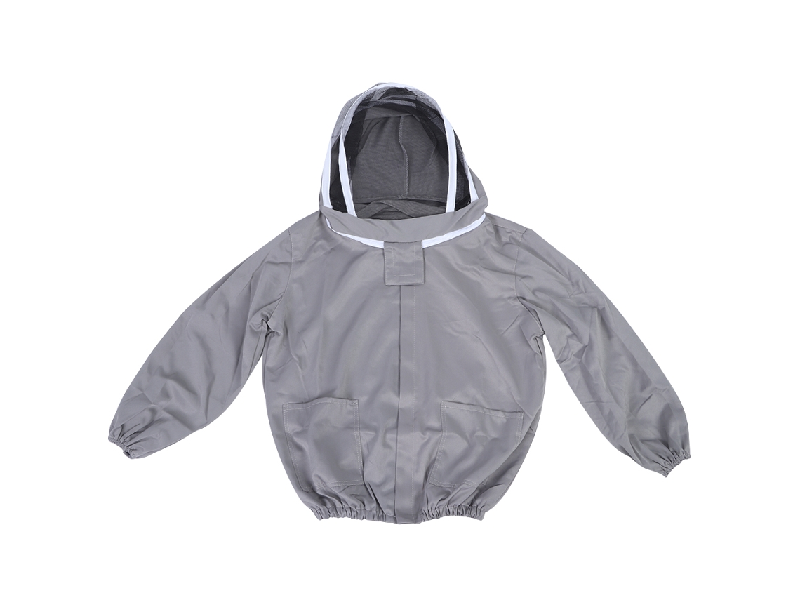 Chaqueta De Apicultura Con Velo, Doble Cremallera, Traje De Apicultor, Poliéster Y Algodón, Gris.