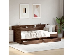 Sofá cama con cajones sin colchón 75x190 cm roble marrón