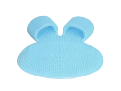 Alfombrilla de ducha KKML para limpiar y masajear los pies con ventosas antideslizantes de silicona azul.