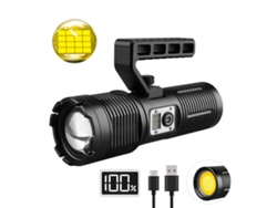 Linterna Telescópica con Zoom, Portátil, Alta Potencia, para Patrulla Exterior, con Pantalla LED Digital y Dos Cabezales.