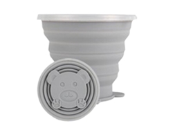 Vaso de agua plegable de silicona de 270 ml, color gris.