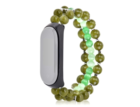 Correa de cuentas trenzadas Cuentas de ópalo de 3 filas para Xiaomi Mi Band 6/5 - verde oscuro