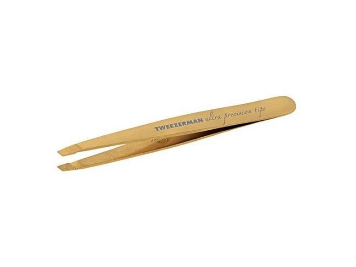 Colección Studio Tweezerman Serie Ultra Precision Pinza De Slant Dorada Con Revestimiento De Nitrato De Titanio