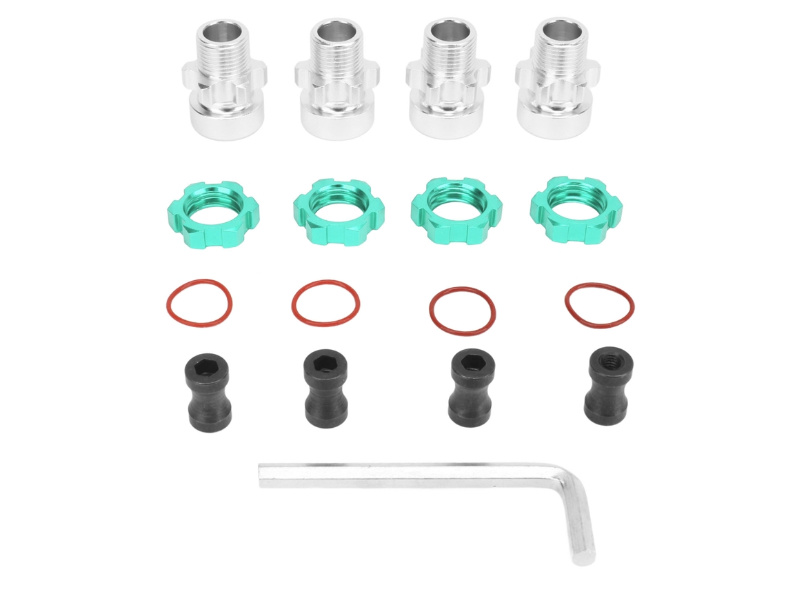 Adaptador Hexagonal De Rueda De Aleación De Aluminio De 12 Mm A 17 Mm Para Coches Rc A Escala 1/10 Traxxas Slash Rustler Stampede Verde 4 Piezas
