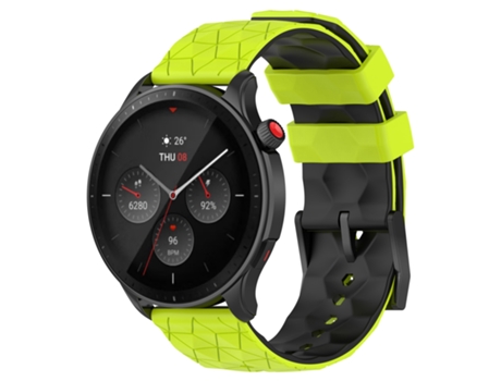 Correa de reloj inteligente de silicona bicolor con patrón de fútbol universal de 20 mm (verde lima + negro)