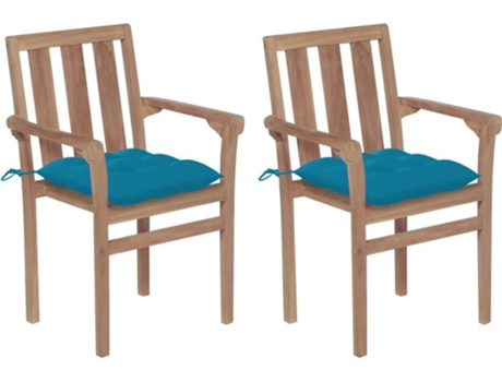 Conjunto 2 Silla de jardín VIDAXL Azul Teca (58x50x89 cm)