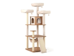 Árbol rascador de madera para gatos de 168 cm con hamaca y escalera NORTHIX