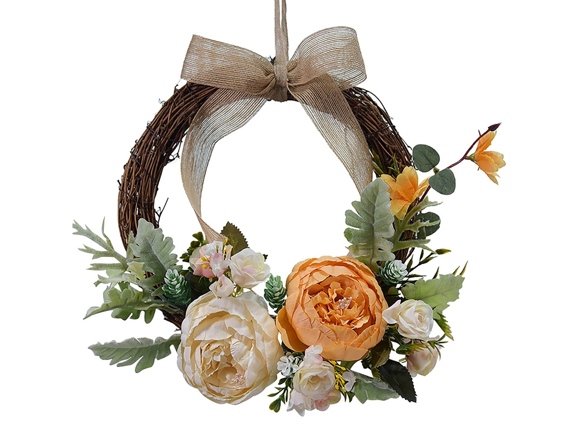 Coroa De Peônia Artificial Decorativa Para Exterior E Interior Aplicação Versátil 26cm