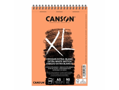 Bloc de dibujo CANSON Xl Extra Blanco A5 Espiral 90G 60Fl 200001869