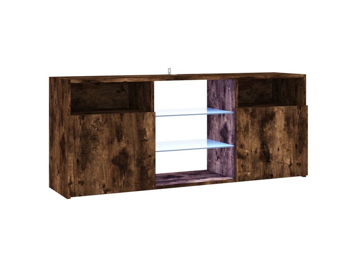 Estantería/Mueble de TV con luces Led 120X30X50 Cm Roble Ahumado