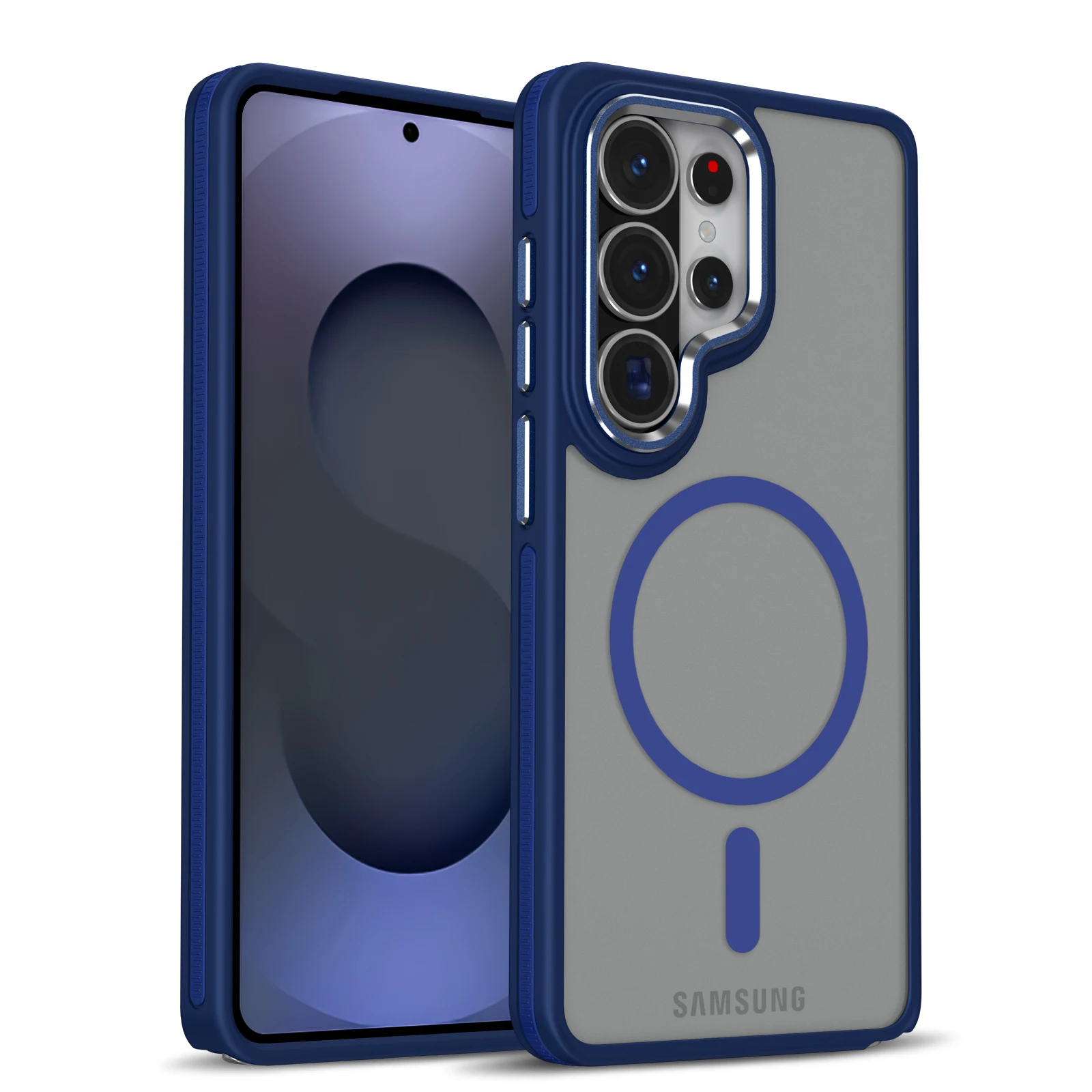 (galaxy S25 Ultra, Azul) Funda Magnética Mate Para Teléfono Samsung, A Prueba De Golpes Y Caídas, Cubierta Trasera Rígida.