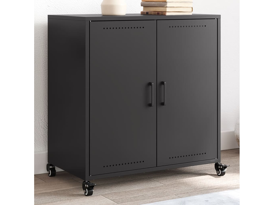 Aparador | Buffet | Armario De Apoyo 68,5x39x72 Cm Acero Negro Wsd54510 Lovely Home