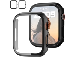 Paquete De 2 Fundas Con Protector De Pantalla De Vidrio Templado Para Apple Watch 8/7 De 45 Mm, Funda Delgada De Policarbonato Negro.