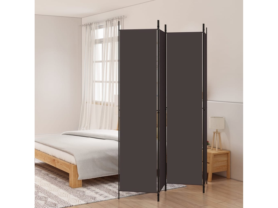 Biombo/separador | Biombo, con 4 paneles 200x220 cm en tela marrón Wsd794310 Adorável Casa