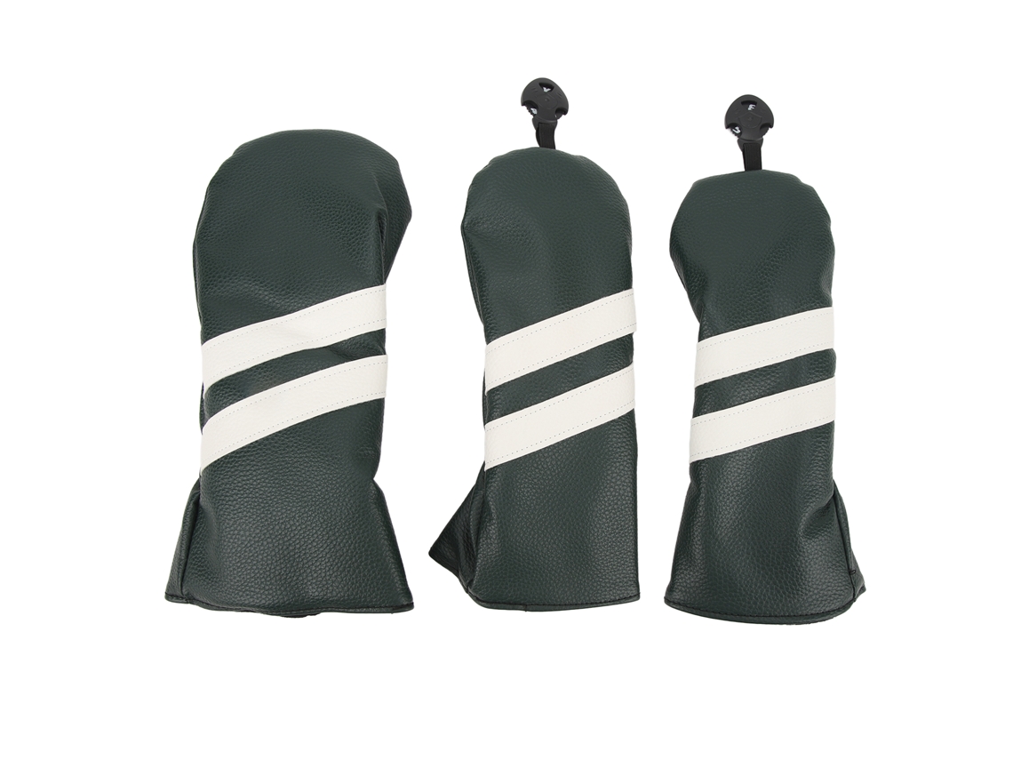 Casco De Golf Pu Para Driver, Fairway E Híbrido Con Protector Y Etiqueta Giratoria Verde Oscuro.