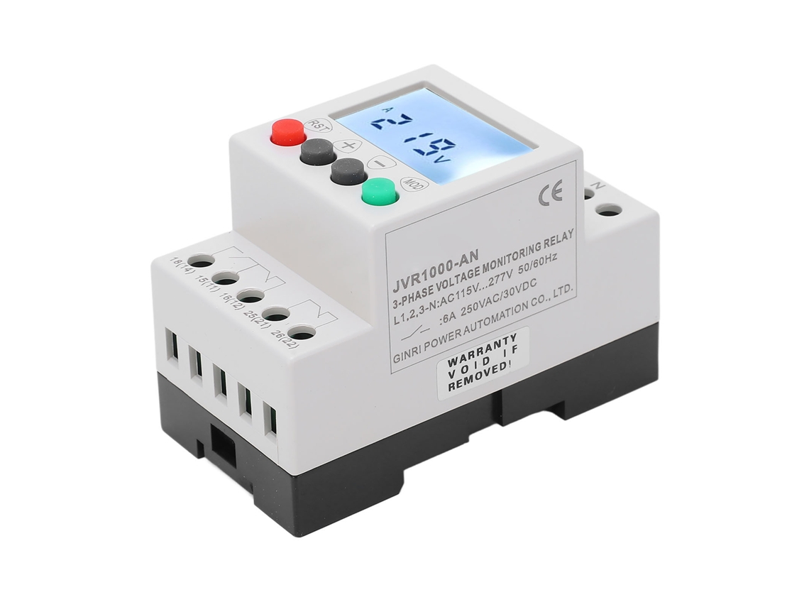 Relé De Monitoreo De Voltaje Trifásico 4 Hilos Con Protección Contra Sobrevoltaje Y Bajo Voltaje 115‑277vac