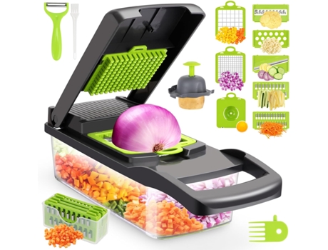 Picador de verduras, picador de alimentos multifuncional 16 en 1, picador de cebolla, cortador de verduras, cortador en dados, picador de verduras ...