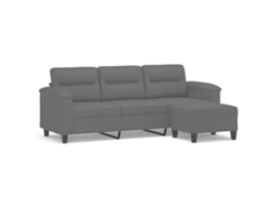 Maison Exclusive - Sofá De 3 Plazas Y Taburete Tela Microfibra Gris Oscuro 180 Cm