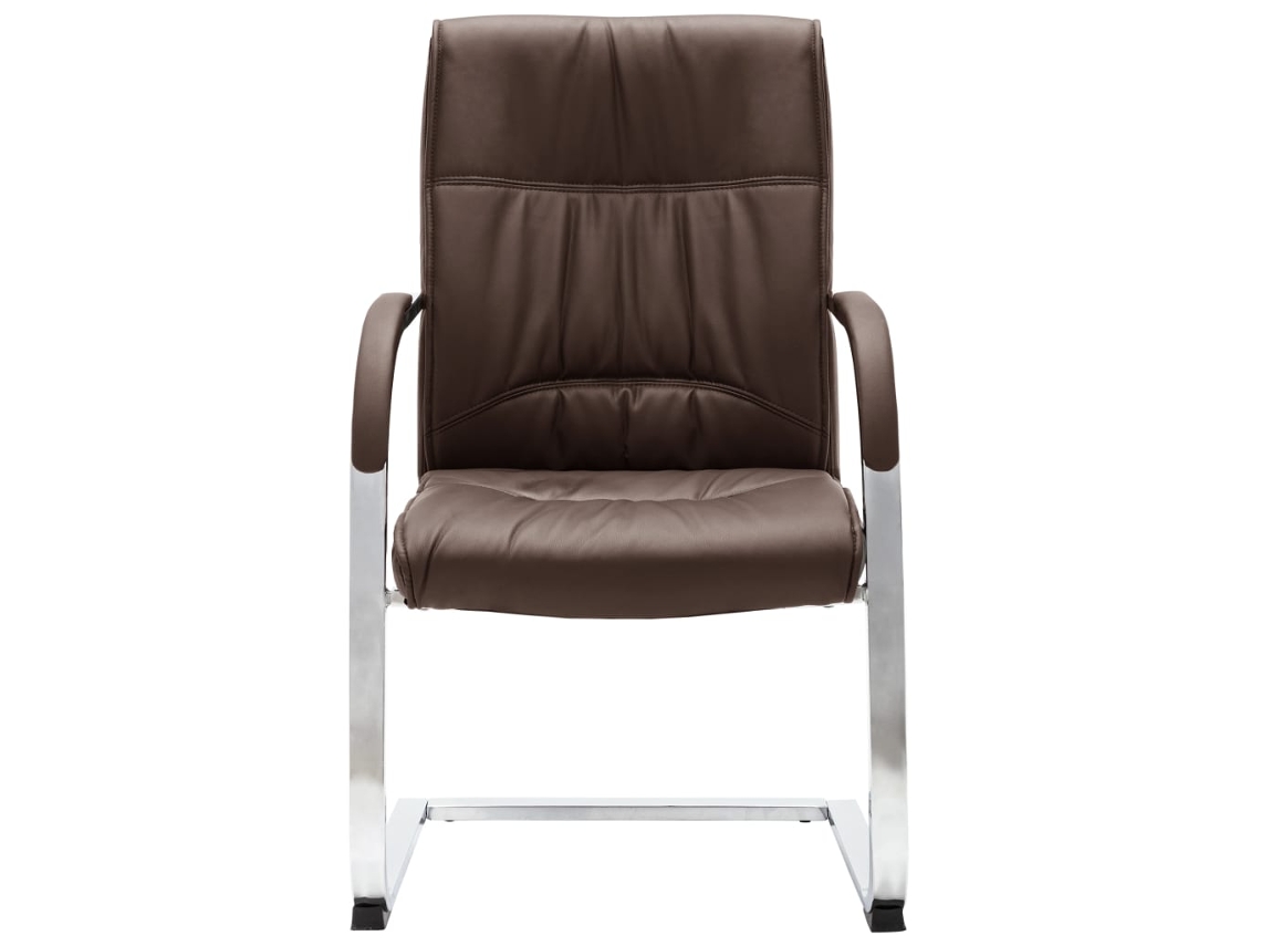 Maison Exclusive - Silla De Oficina Voladiza De Cuero Sintético Marrón