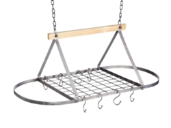 Pot de colgante de techo de cocina industrial y estante de sartén