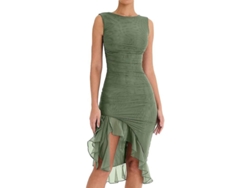 Elegante Vestido Midi Ajustado Sin Mangas Para Mujer Con Borde De Flecos, Estilo Cola De Sirena, Vestido De Cóctel Para Fiestas De Verano.