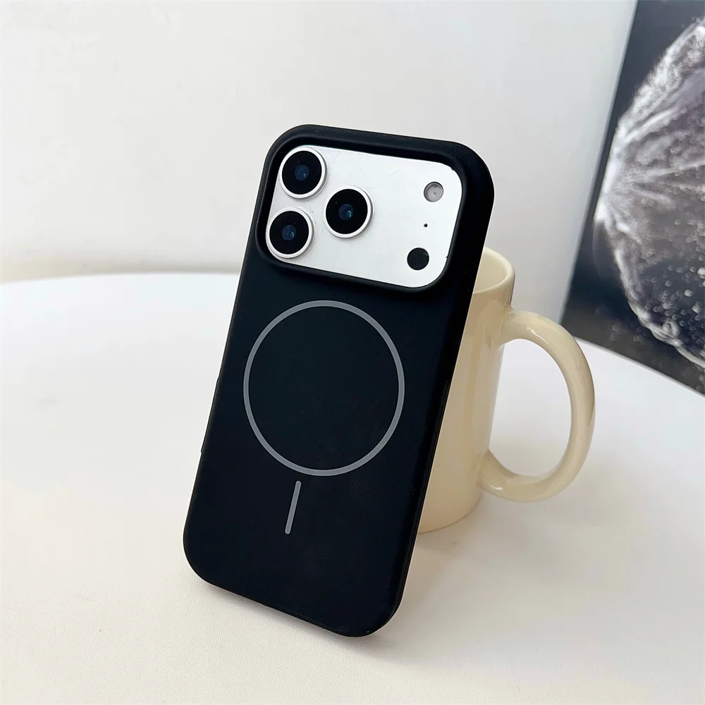 (iphone 15 Plus, Negro) Funda Protectora Magnética De Silicona Líquida, Compatible Con Carga Inalámbrica Magsafe