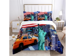 Juego Ropa Cama Estampado Funda Nórdica Almohada Diseño Juego Color 140x200 Cm