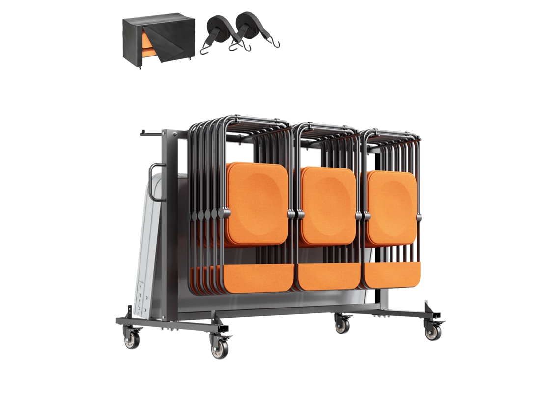 Carrito plegable Succebuy de 180 kg con ruedas para 42 sillas y 12 mesas, color negro