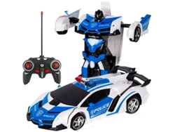 Juguete con Control Remoto 2 en 1 Coche eléctrico Robot para Exteriores Transformador Coche de policía CHRUI