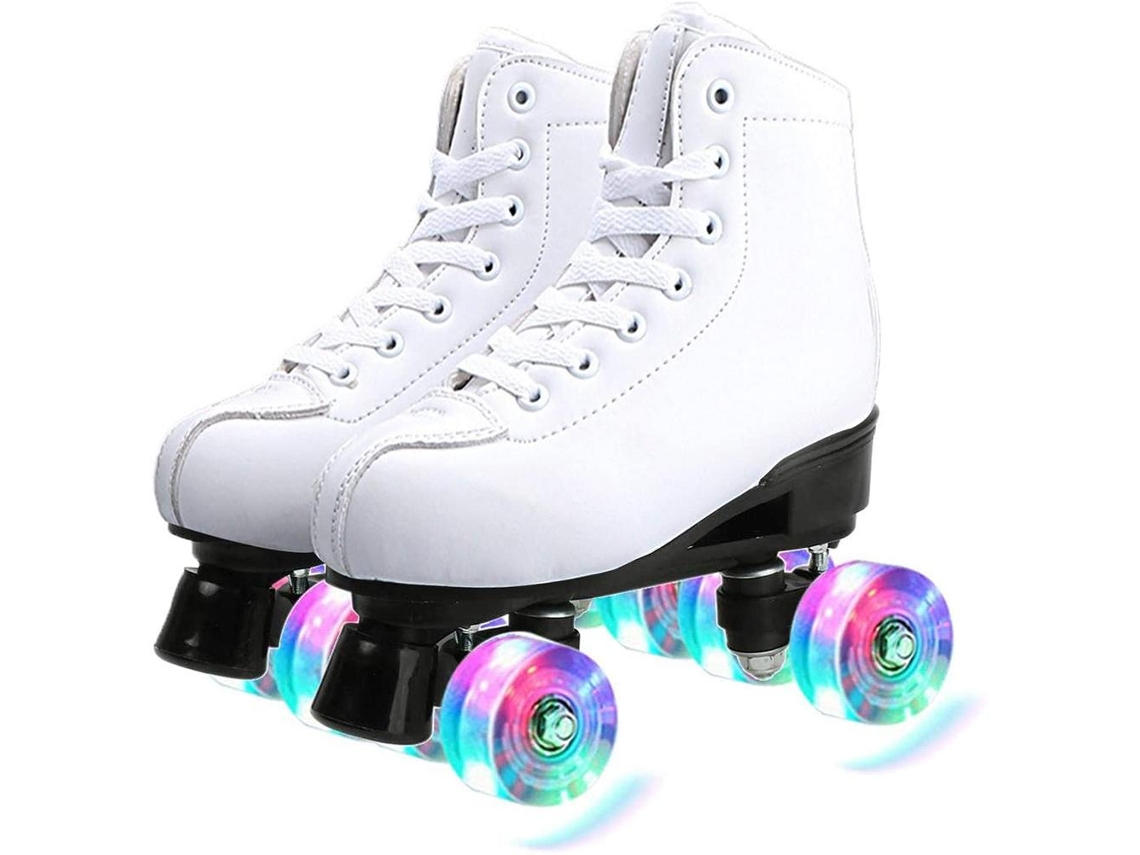 Patines De Cuatro Ruedas (cuero Pu Con Luces Led) Para Hombres Y Mujeres Adultos