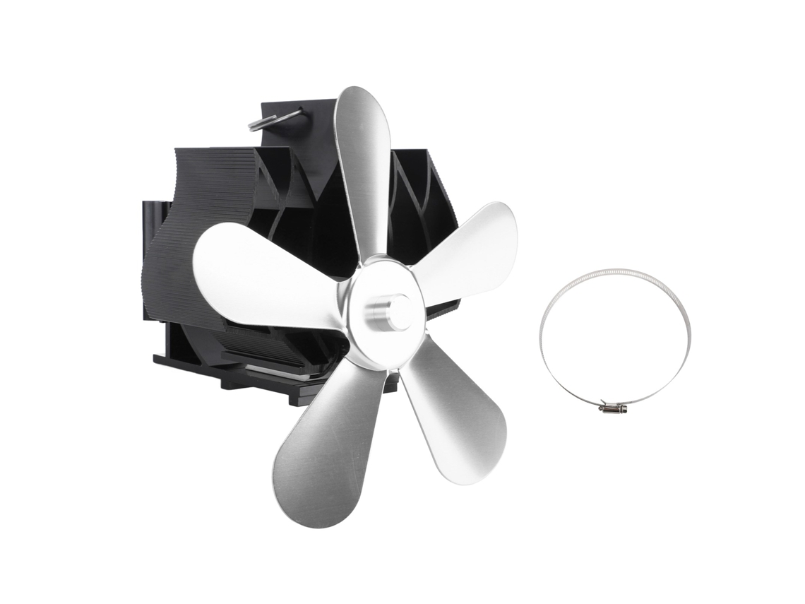 Ventilador De Pared Para Chimenea Con 5 Aspas, Para Estufa De Leña, Color Plata.