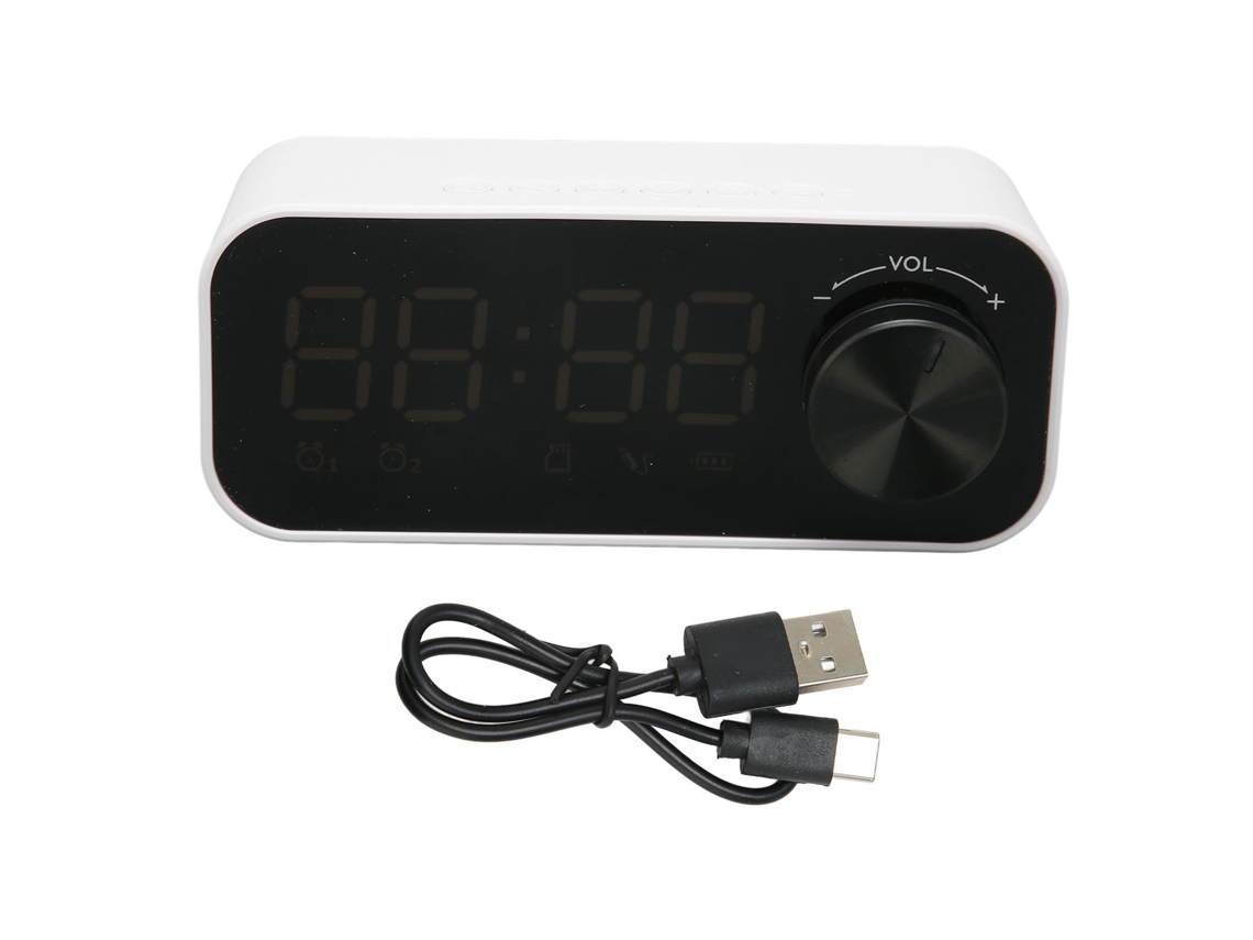 Reloj Despertador Con Altavoz Bluetooth Radio Led Espejo Para Dormitorio Blanco